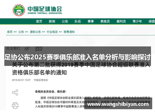 足协公布2025赛季俱乐部准入名单分析与影响探讨
